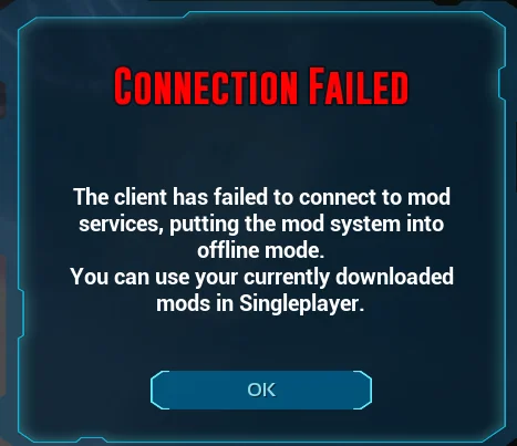 Ảnh lỗi Connection Failed to mod services